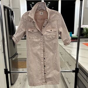 Light Pink Denim Shirt Dress